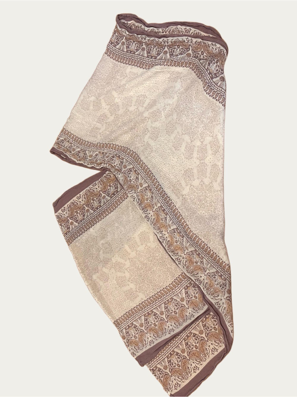 Rectangular Beige / Neutral toned Paisley Scarf